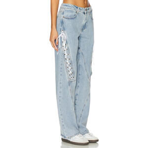 LIONESS Dollhouse Jeans Side lace-up detailing size XS NWT $99msrp